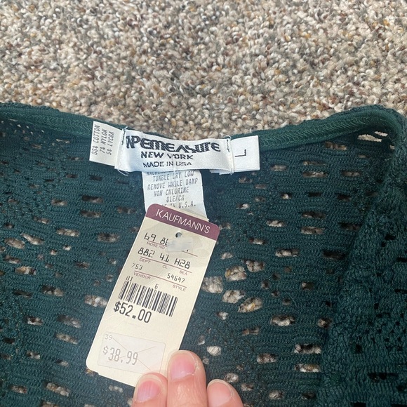 Vintage Kaufmann’s vest by Tapemeasure. Teal / forest green Crochet lacey sz L - Picture 8 of 9